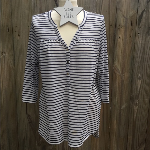 H&M Cream Knit Top with Navy Blue Stripes - Picture 1 of 13